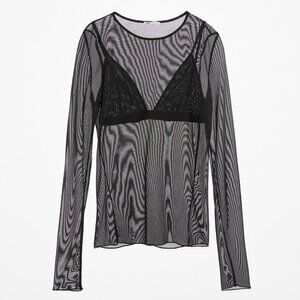 Zara Tulle Top with Bralette - Black (S)